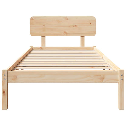 Bed Frame with Headboard Natural 90 x 190 cm Solid Pine Wood
