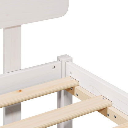 Bed Frame with Headboard White 90 x 190 cm Solid Pine Wood