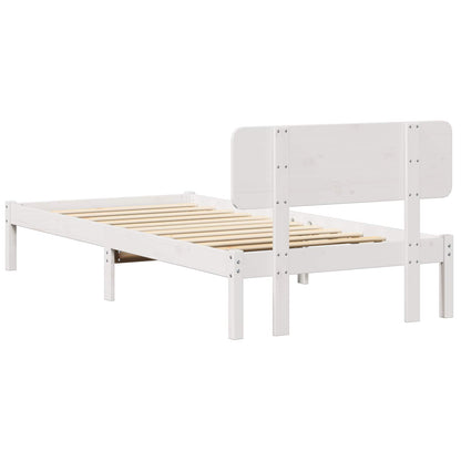 Bed Frame with Headboard White 90 x 190 cm Solid Pine Wood