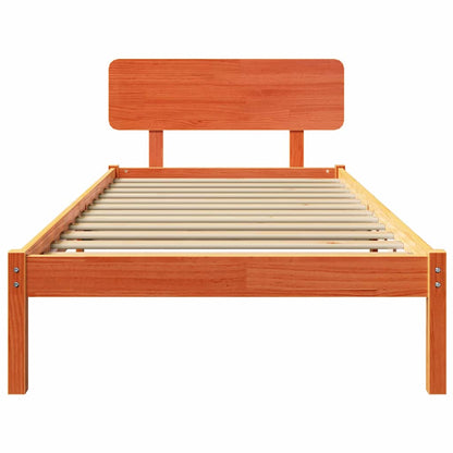 Bed Frame with Headboard Wax Brown 90 x 190 cm Solid Pine Wood