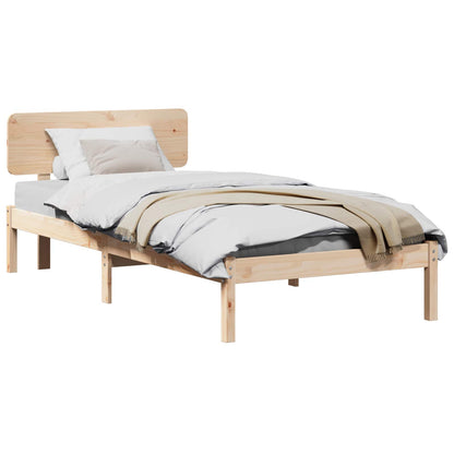 Bed Frame with Headboard Natural 75 x 190 cm Solid Pine Wood