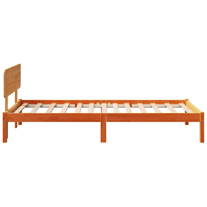Bed Frame with Headboard Wax Brown 75 x 190 cm Solid Pine Wood