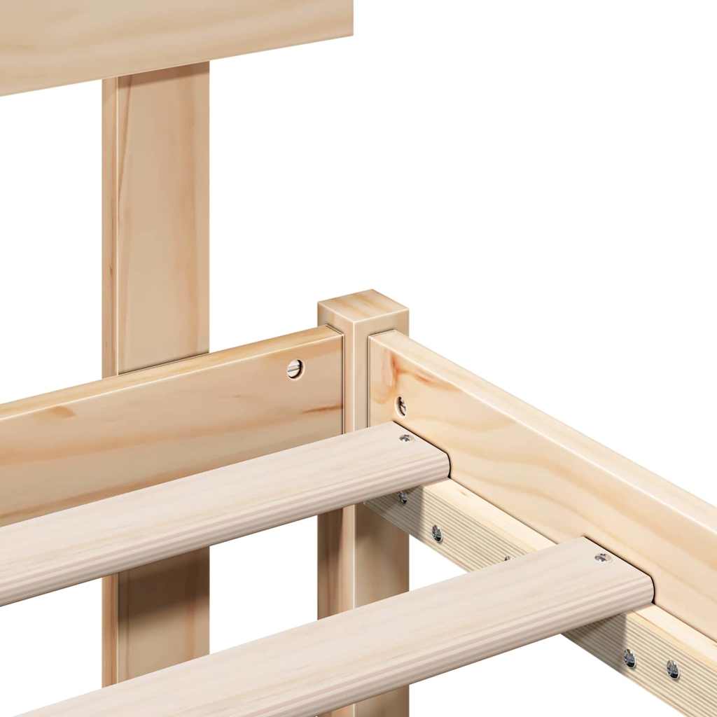 Bed Frame with Headboard Brown 90 x 200 cm Solid Pine wood