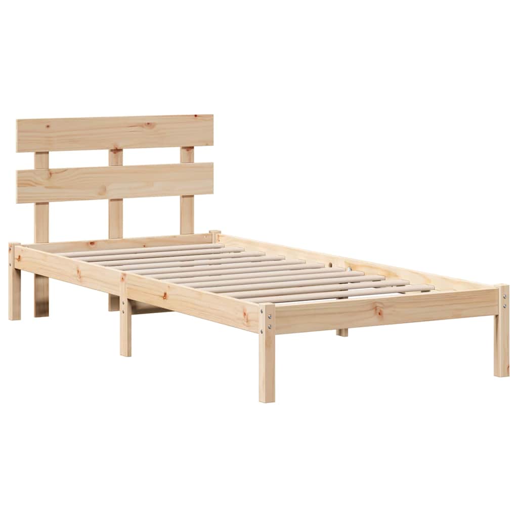 Bed Frame with Headboard Brown 90 x 200 cm Solid Pine wood