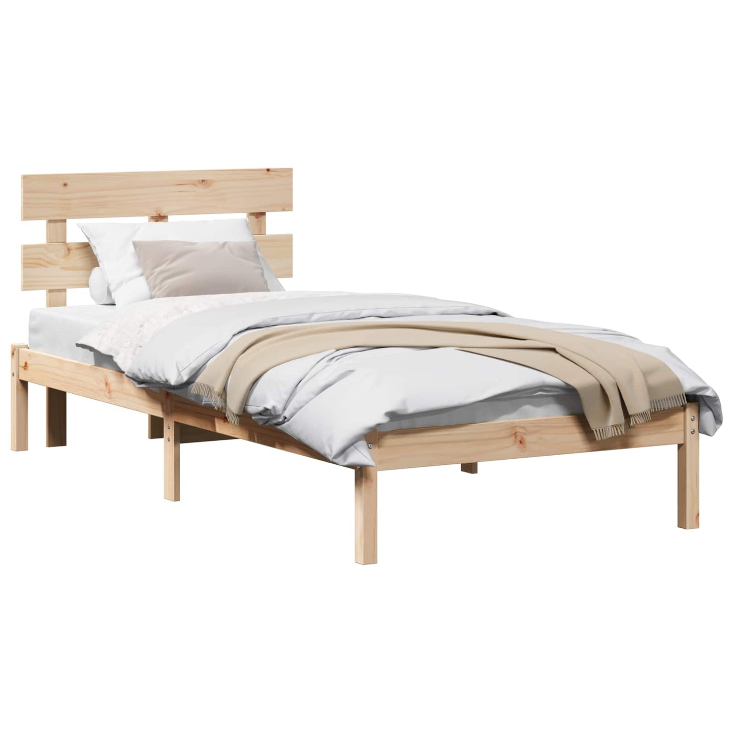 Bed Frame with Headboard Brown 100 x 200 cm Solid Pine wood