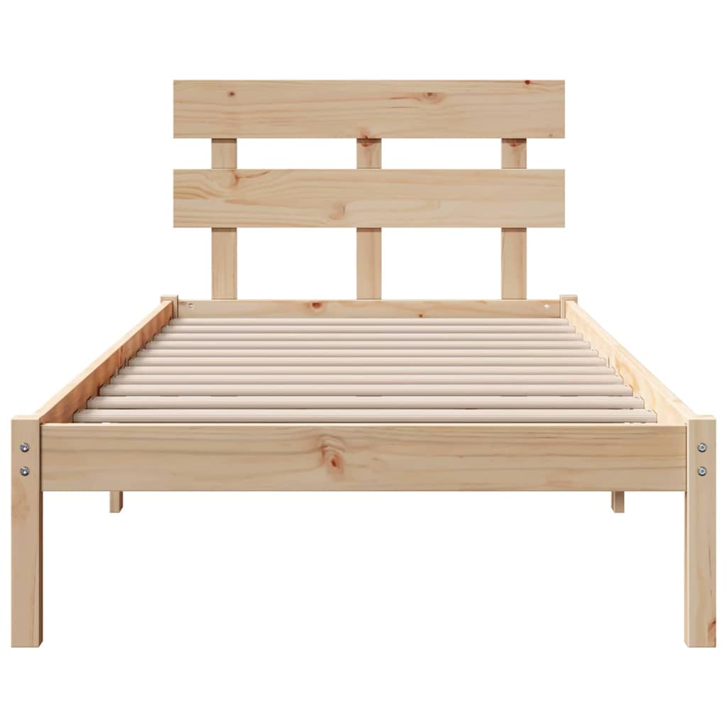 Bed Frame with Headboard Brown 100 x 200 cm Solid Pine wood