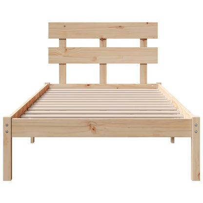 Bed Frame with Headboard Brown 100 x 200 cm Solid Pine wood