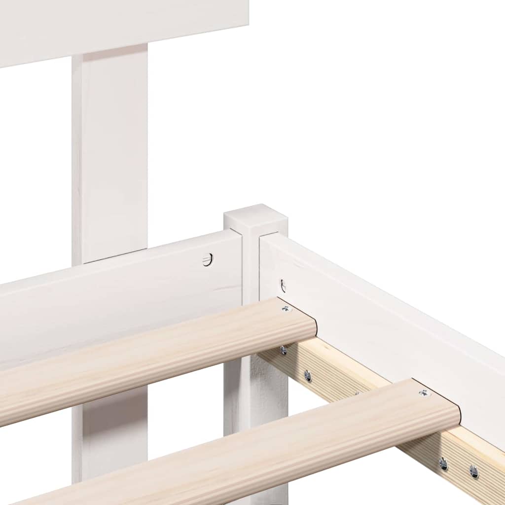 Bed Frame with Headboard White 100 x 200 cm Solid Pine wood