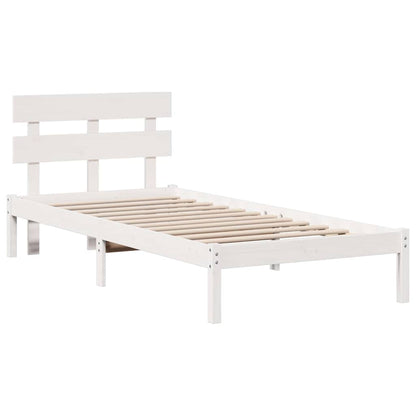Bed Frame with Headboard White 100 x 200 cm Solid Pine wood