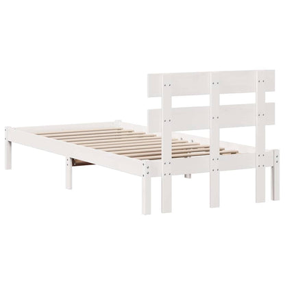 Bed Frame with Headboard White 100 x 200 cm Solid Pine wood