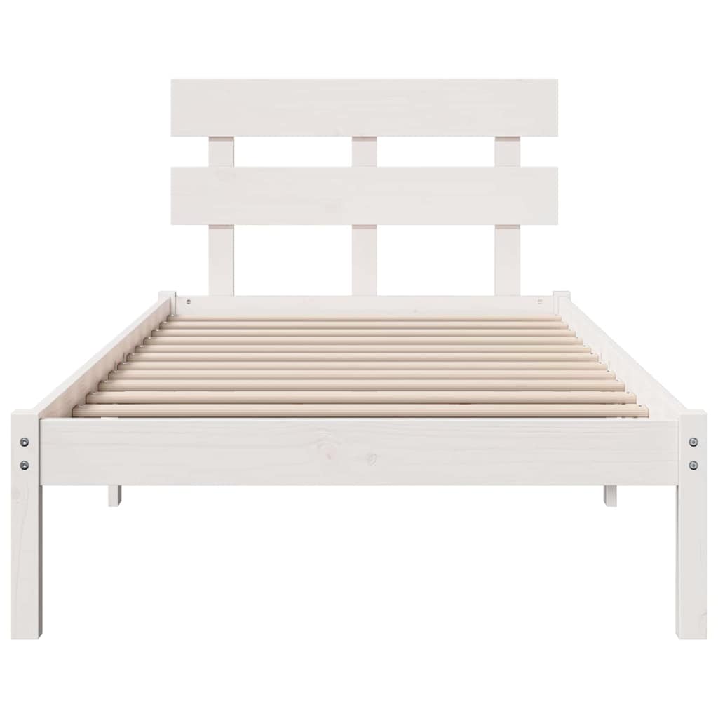 Bed Frame with Headboard White 100 x 200 cm Solid Pine wood