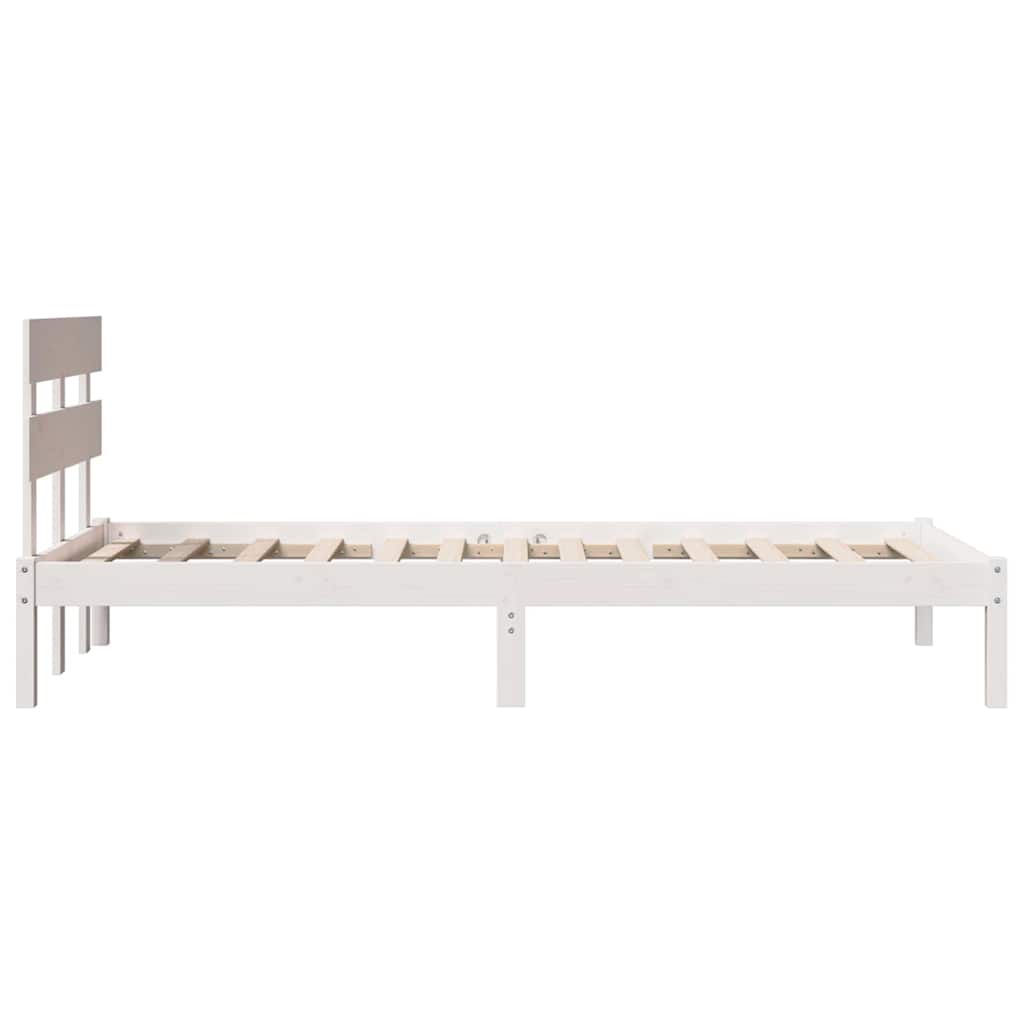 Bed Frame with Headboard White 100 x 200 cm Solid Pine wood
