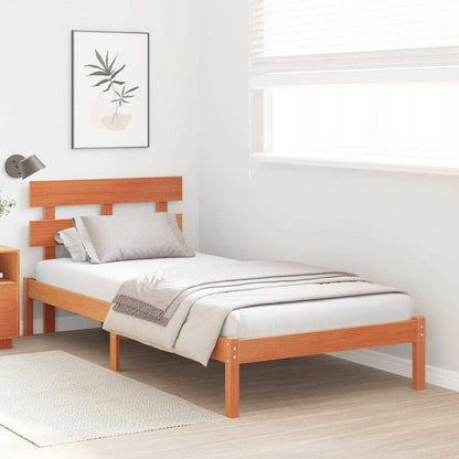 Bed Frame with Headboard Brown 100 x 200 cm Solid Pine wood
