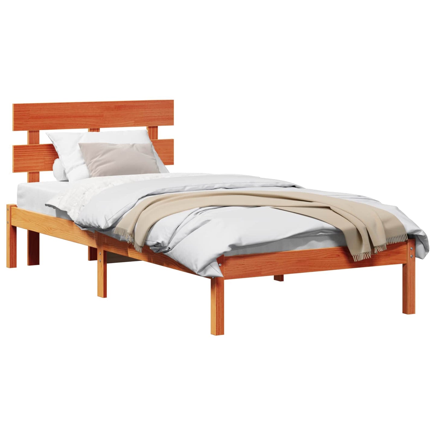 Bed Frame with Headboard Brown 100 x 200 cm Solid Pine wood