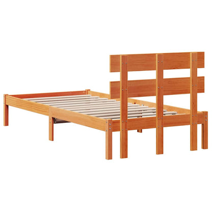 Bed Frame with Headboard Brown 100 x 200 cm Solid Pine wood