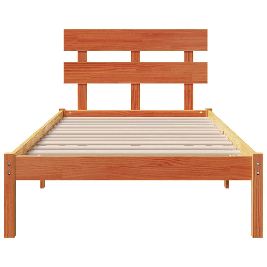 Bed Frame with Headboard Brown 100 x 200 cm Solid Pine wood