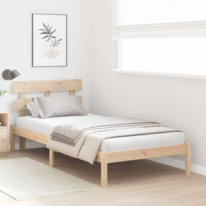 Bed Frame with Headboard Brown 90 x 190 cm Solid Pine wood