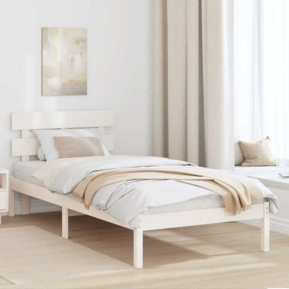 Bed Frame with Headboard White 90 x 190 cm Solid Pine wood