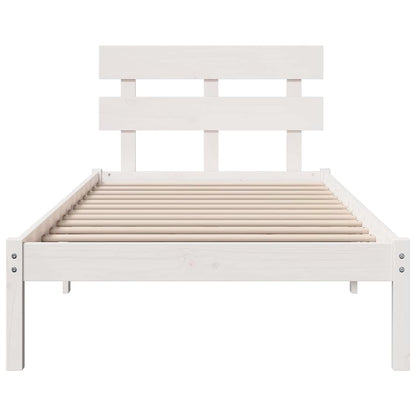 Bed Frame with Headboard White 90 x 190 cm Solid Pine wood