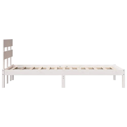 Bed Frame with Headboard White 90 x 190 cm Solid Pine wood