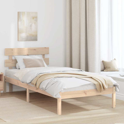 Bed Frame with Headboard Brown 75 x 190 cm Solid Pine wood