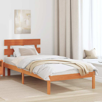 Bed Frame with Headboard Brown 75 x 190 cm Solid Pine wood