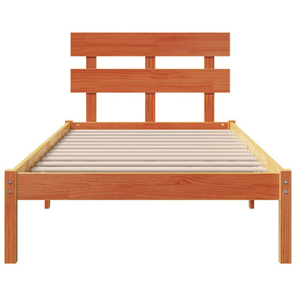 Bed Frame with Headboard Brown 75 x 190 cm Solid Pine wood