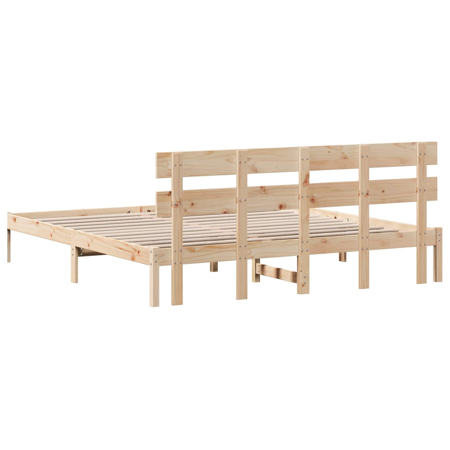 Bed Frame with Headboard Brown 200 x 200 cm Solid Pine wood