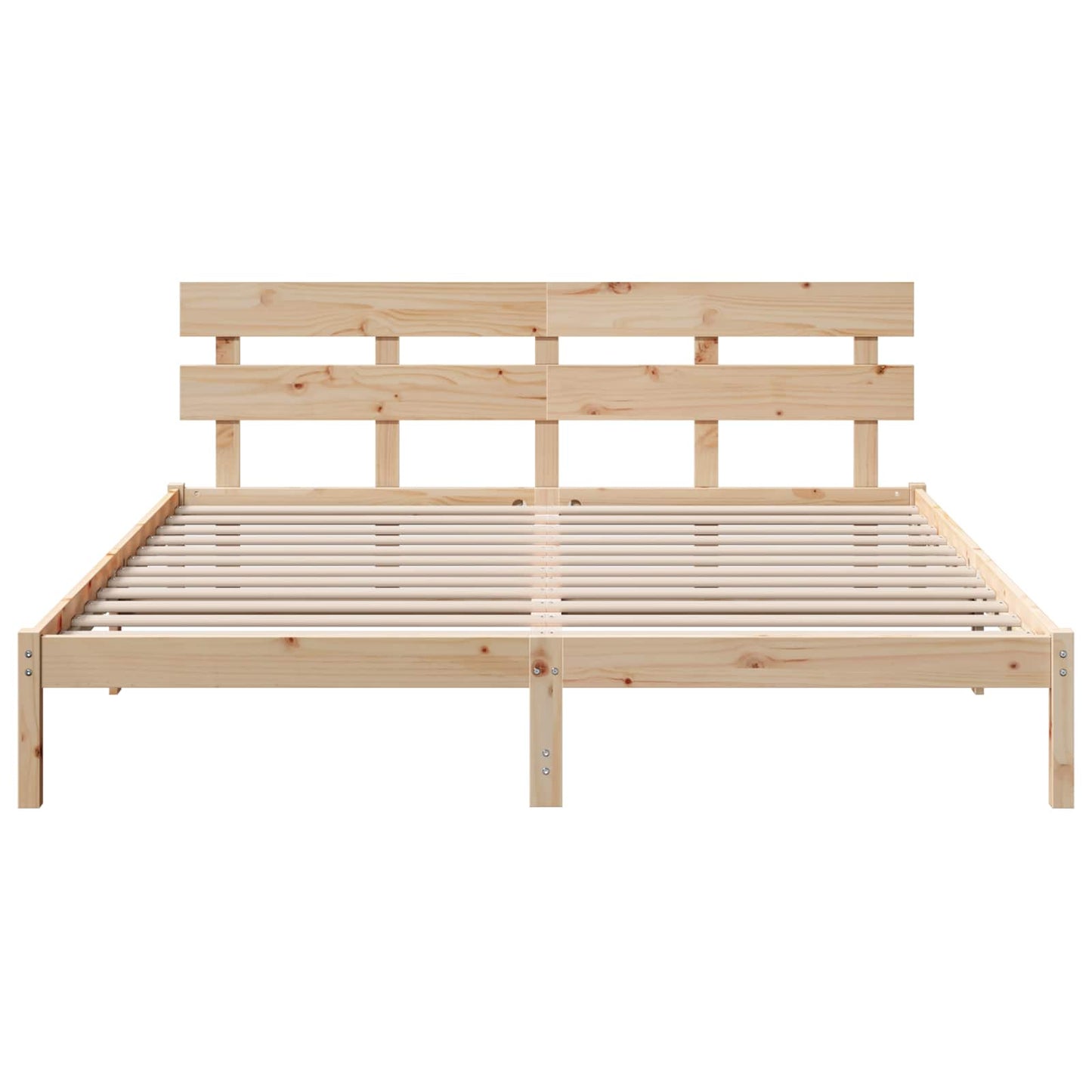 Bed Frame with Headboard Brown 200 x 200 cm Solid Pine wood