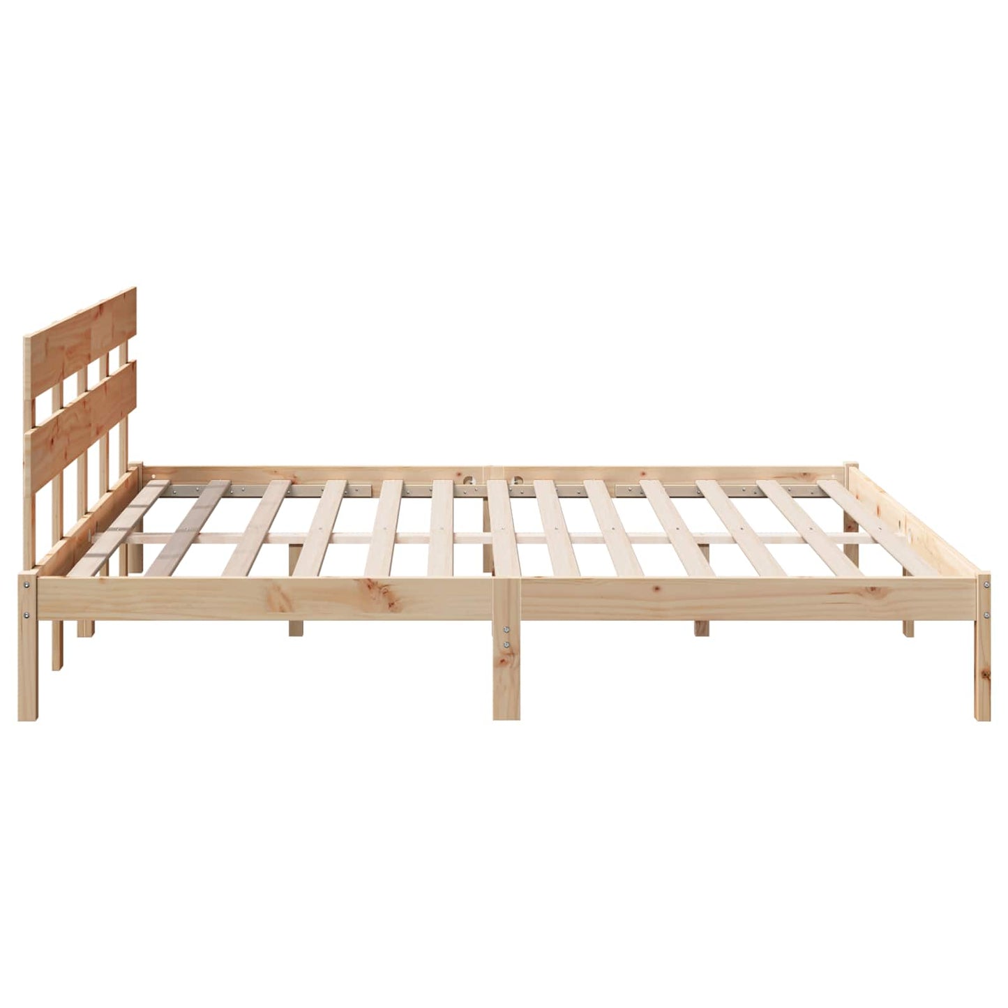 Bed Frame with Headboard Brown 200 x 200 cm Solid Pine wood