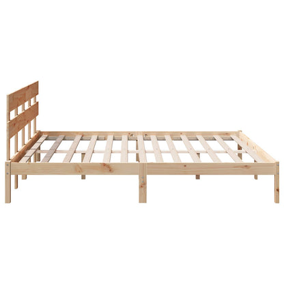 Bed Frame with Headboard Brown 200 x 200 cm Solid Pine wood