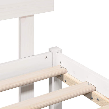 Bed Frame with Headboard White 200 x 200 cm Solid Pine wood