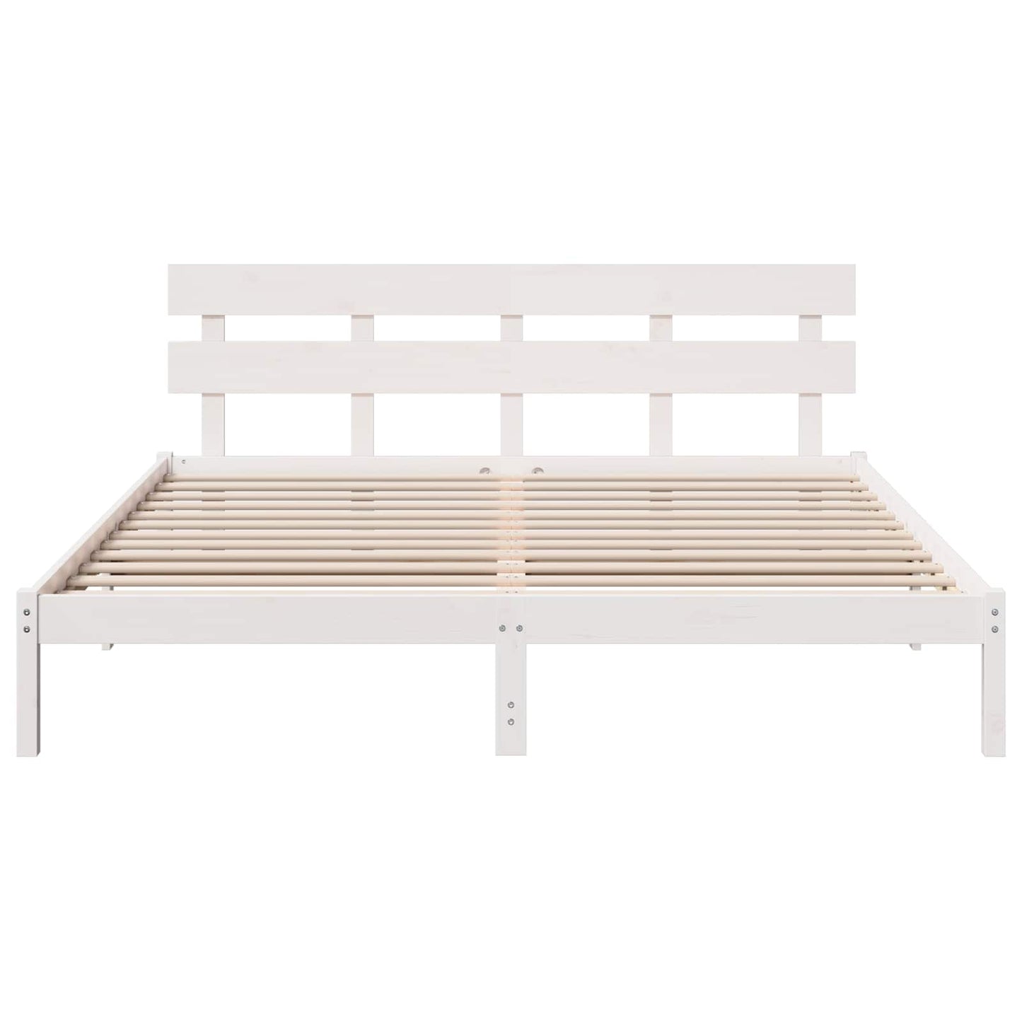 Bed Frame with Headboard White 200 x 200 cm Solid Pine wood