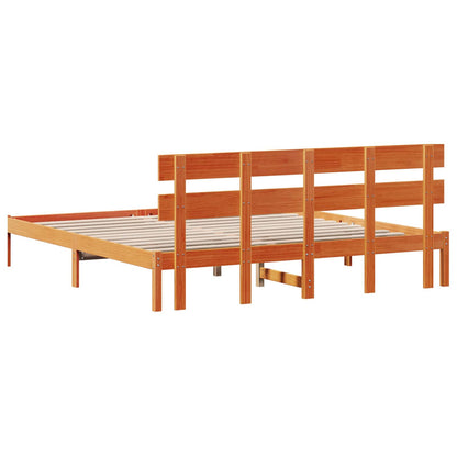 Bed Frame with Headboard Brown 200 x 200 cm Solid Pine wood