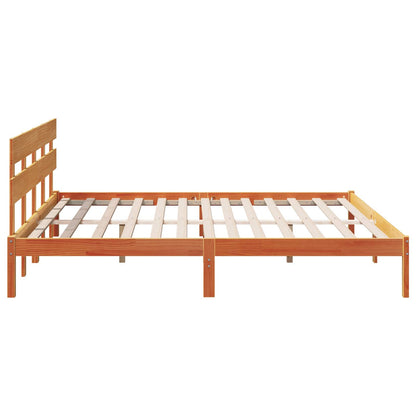 Bed Frame with Headboard Brown 200 x 200 cm Solid Pine wood