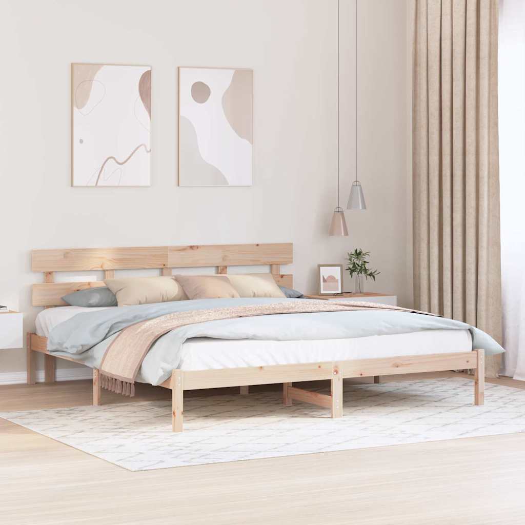 Bed Frame with Headboard Brown 180 x 200 cm Solid Pine wood