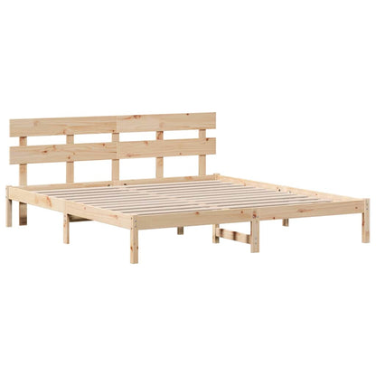 Bed Frame with Headboard Brown 180 x 200 cm Solid Pine wood