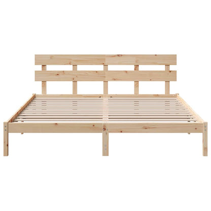 Bed Frame with Headboard Brown 180 x 200 cm Solid Pine wood