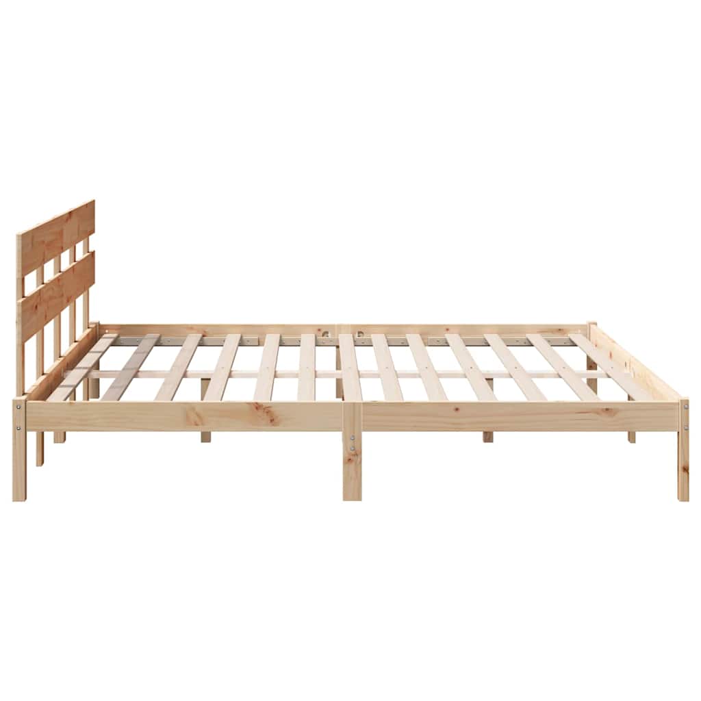 Bed Frame with Headboard Brown 180 x 200 cm Solid Pine wood