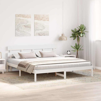 Bed Frame with Headboard White 180 x 200 cm Solid Pine wood