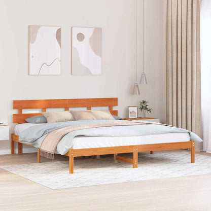 Bed Frame with Headboard Brown 180 x 200 cm Solid Pine wood