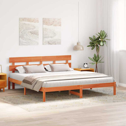 Bed Frame with Headboard Brown 180 x 200 cm Solid Pine wood