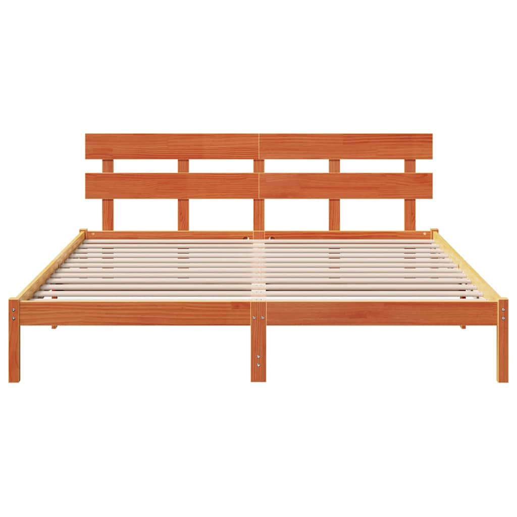 Bed Frame with Headboard Brown 180 x 200 cm Solid Pine wood