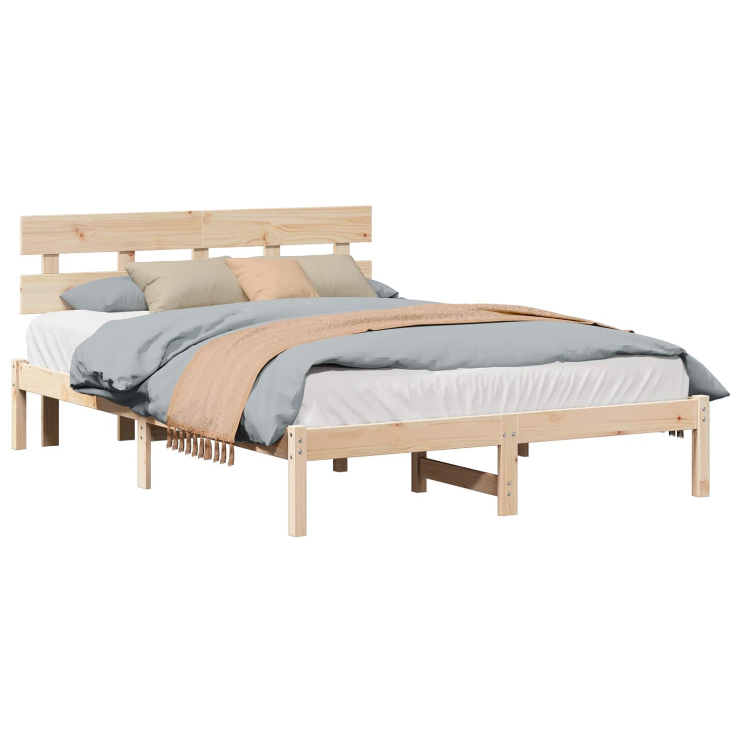Bed Frame with Headboard Brown 160 x 200 cm Solid Pine wood