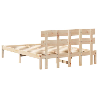 Bed Frame with Headboard Brown 160 x 200 cm Solid Pine wood