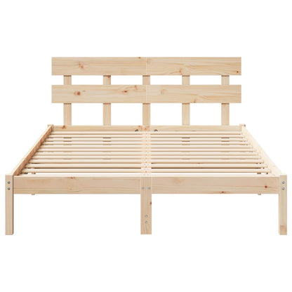 Bed Frame with Headboard Brown 160 x 200 cm Solid Pine wood