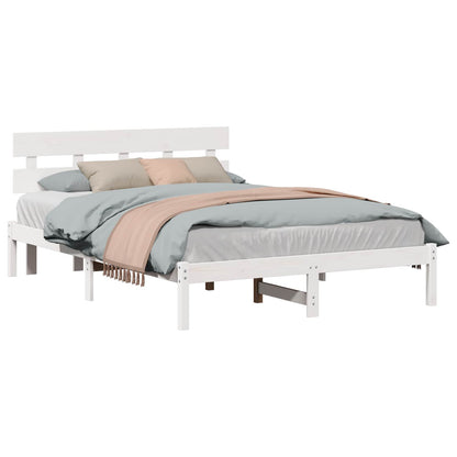 Bed Frame with Headboard White 160 x 200 cm Solid Pine wood