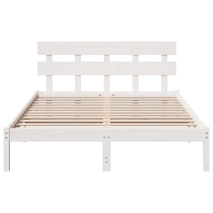 Bed Frame with Headboard White 160 x 200 cm Solid Pine wood