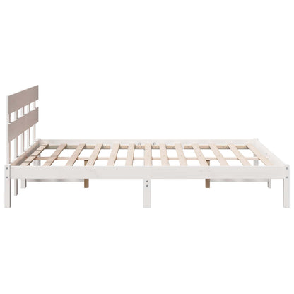 Bed Frame with Headboard White 160 x 200 cm Solid Pine wood