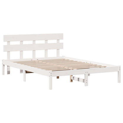 Bed Frame with Headboard White 150 x 200 cm Solid Pine wood